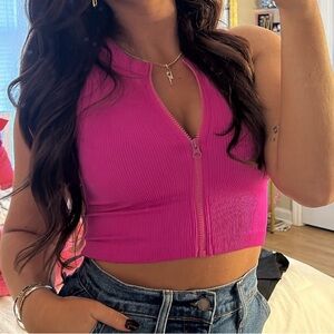 Hot pink zippered top